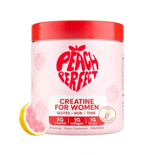 Peach Perfect Creatine for Women – Micronized Creatine Monohydrate Powder with BCAA & Collagen for Glute Strength Support, Boosts Energy, Focus, Strength, and Endurance – Pink Lemonade, 30 Servings