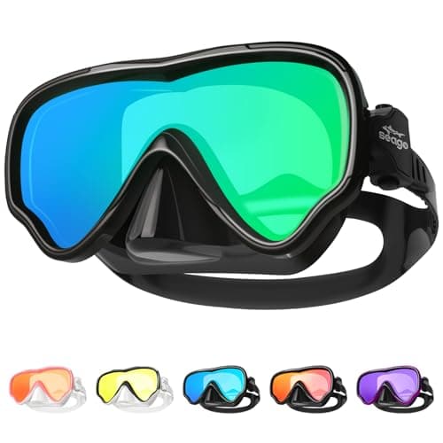 Seago Swimming Goggles Adult Men Women, Adult Swim Goggles Anti Fog UV Protection 180° Clear View, Pool Underwater Men Women Goggles Mirrored Tempered Glasses No Leak Soft Silicone with Nose Cover