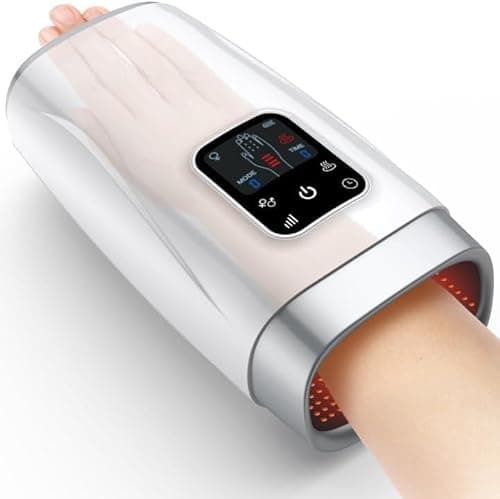 Gifts for Women Men-Hand Massager with Heat and Compression for Arthritis Carpal Tunnel Pain Relief,Hand Muscles,Finger Numbness and Relief Wrist Carpal Tunnel Pain Cordless Hand Massagers- (Sliver)