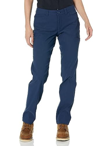 Eddie Bauer Women's Athletic Fit Fixed Waist Active Performance Rainier Pants, Med Indigo, 6