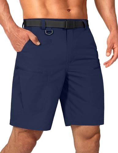 Shallowlulu Mens Big and Tall Cargo Hiking Shorts Water Resistant Quick Dry Lightweight Breathable Tactical Shorts(Midnight Blue 44W/10L)
