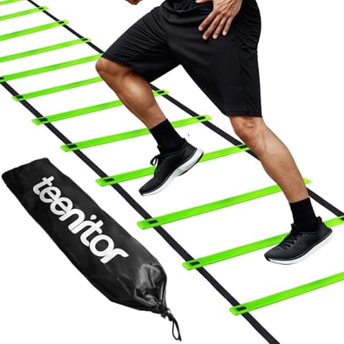 Teenitor Agility Ladder, Speed Ladder, Training Ladder for Soccer, Speed, Football with Carry Bag, Agility Training Equipment Green