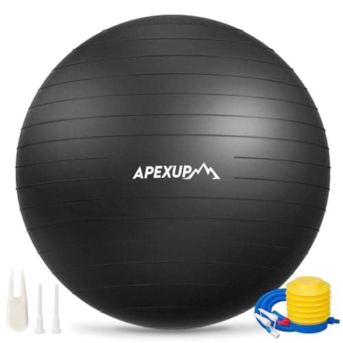 APEXUP Yoga Ball, 660 lbs Anti-Burst Exercise Ball with Pump, 5 Sizes (XL (27"~30") 75cm, Black)