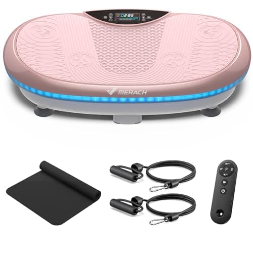 MERACH Vibration Plate Exercise Machine, 4D Whole Body Workout Vibrating Platform for Lymphatic Drainage Weight Loss Muscle Activation, Home Fitness Equipment with Bluetooth Light Pull Cord
