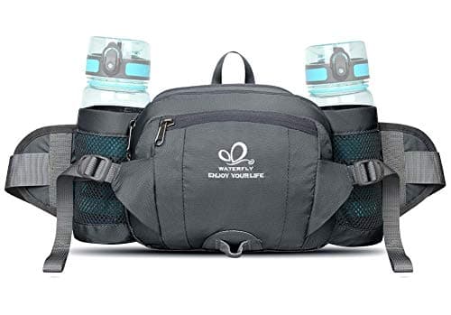 WATERFLY Fanny Pack Waist Bag: Fannie Pack 2 Water Bottle Holders Lumbar Belt Hiking Walking Running Jogging Camping Large Woman Man (Bottle Not Included)