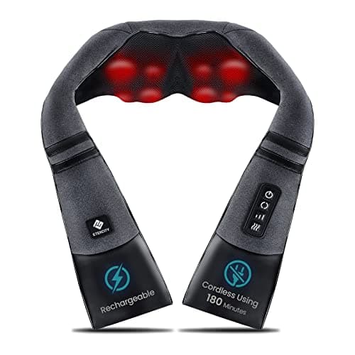 Etekcity FSA Eligible Cordless Neck Massager with Heat for Pain Relief Deep Tissue, FSA Wearables, Rechargeable Shiatsu Back Shoulder Massage Tool, Best Gift for Mother, Father, HSA Items