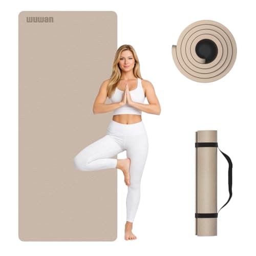 10 mm Yoga Mat 72"x26" TPE Non-Slip Exercise Mat 0.4" Thick, Easy-to-Carry Fitness Mat for Yoga, Pilates & Workout, Made with Recyclable Material, Durable, Easy to Clean (Brown)