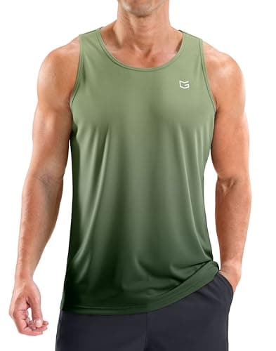 G Gradual Beach Tank Tops for Men UPF50+ Dry Fit Summer Sleeveless Shirts Mens Workout Shirt for Swimming, Running, Athletic(Army Green, 2XL)