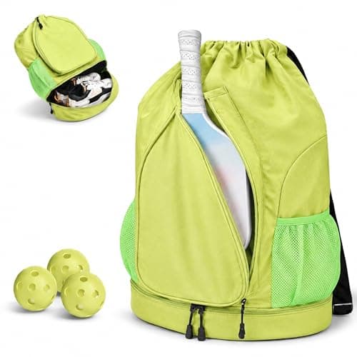 Pickleball Backpack for Women, Fit 2 to 4 Paddles, Pickleball Backpack with Shoe Compartment, Pickle Bag as Gifts for Beginner, Large Capacity Pickle Ball Bag with Paddle Cover Pocket (Green)