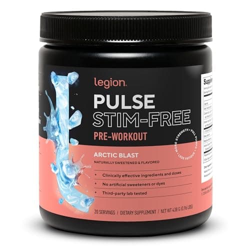 LEGION Pulse Pre Workout Supplement - All Natural Nitric Oxide Preworkout Drink to Boost Energy, Creatine Free, Naturally Sweetened, Beta Alanine, Citrulline, Alpha GPC (Caffeine Free Arctic Blast)