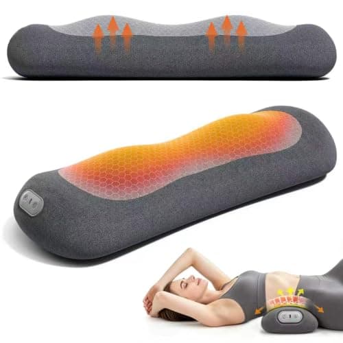 Yunari 2026 Upgraded Cordless Triple Fusion Back Massager, Lumbar Support Pillow with Heat, Vibration and Dual Airbag Stretching, Ideal for Home, Office, Car and Travel(Gray,5.79"/10.91"/7.68")