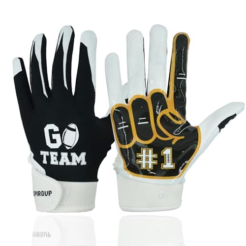 SPIR8UP Youth Football Gloves for Boys & Girls Ages 6-12, Sticky Kids Receiver Gloves for Flag Football