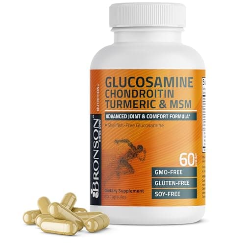 Bronson Glucosamine Chondroitin Turmeric & MSM Advanced Joint & Cartilage Formula, Supports Healthy Joints, Mobility & Cartilage - Non-GMO, 60 Capsules
