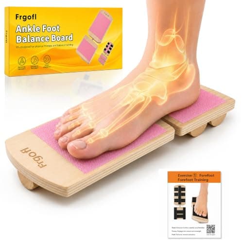 Frgofl Balance Board for Ankle Strengthening & Physical Therapy - Adjustable Single Leg Board for Recovery from Sprains, Plantar Fasciitis | Stability Trainer with Video Guide and Carry Bag, Pink