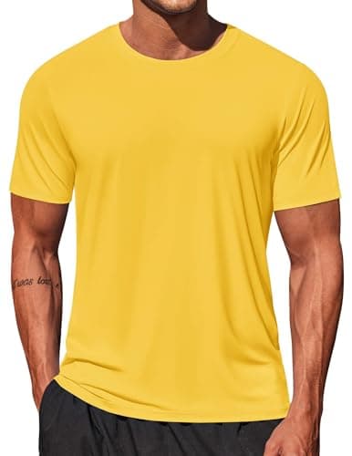 COOFANDY Mens Swim T Shirt Short Sleeve UV Protection Sun Shirts Rash Guard Beach Shirts Cooling Breathable Swimwear