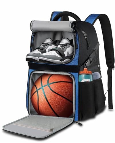 LOINTET Basketball Bag Backpack with Ball Holder Shoes Compartment, Large Basketball Accessories Sports Bag More Pockets for Football, Soccer, Volleyball, Gym, Travel, Blue