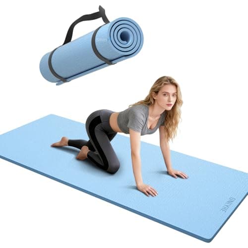 ONLYHE Yoga Mat Thick(8mm)Exercise Mat Non Slip Anti-tear,Pilates Mat for Men and Women,Workout Mats for Home,Barefoot Workouts and Floor Exercise,with Carrier Strap(71"x 24") (Wathet blue)