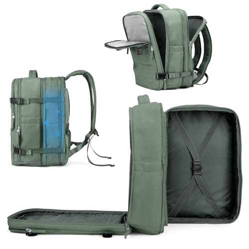 coowoz Large Travel Backpack For Women Men, Carry On Backpack,Hiking Backpack Waterproof Outdoor Sports Rucksack Casual Daypack Expandable Heavy Duty Extra large Backpack Olive Green