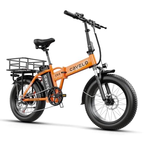 YorkE 1000W Folding Electric Bike, 48V 20AH Large Removable Battery E Bike, 30+MPH, 80 Miles Max Range, 20" Fat Tire Electric Bike for Adults, Adult Electric Bicycles for Commute, 7-Speed,Orange