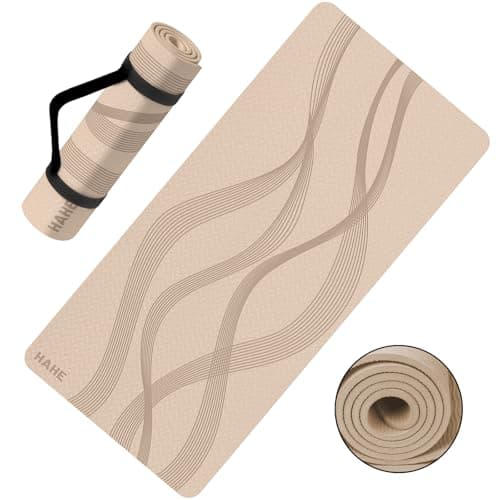 Yoga Mat High Density Exercise Mat, 76"x32"x0.27"Thick Wide & Large Yoga Mat for Women Men, Professional POE Workout Mat for Yoga, Pilates, Fitness & Stretching (Beige)