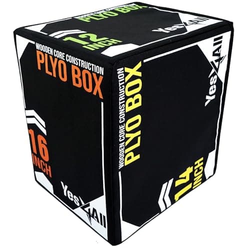 Yes4All 3-in-1 Soft-Padded Plyo Box with Wooden Core, Non-Slip Multi-Use Cushioned Plyometric Jump Box with Vinyl Cover for Jumping, Conditioning, Strength Training, Black