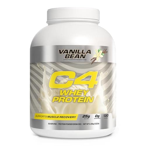 Cellucor C4 Whey Protein Powder, Vanilla Bean - 25g Protein, 0g Added Sugar, 130 Calories Per Serving, Supports Muscle Recovery, 66 Servings, Premium Whey for Post-Workout