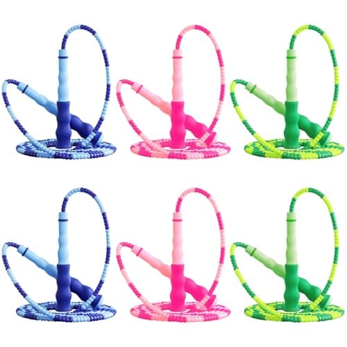 GRAWUN Jump Rope For Kids, 6Pcs Soft Beaded Jump Ropes, Adjustable Length Tangle-Free Segmented Soft Beaded Skipping Rope,for Women, Men and Kids Keeping Fit, Workout and Weight Loss