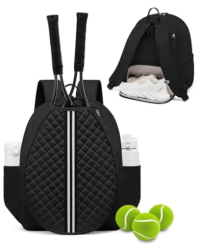 Sucipi Professional Tennis Bag with Shoes Compartment, Stylish Quilted Tennis Backpack, Water Resistant Tennis Racket Bag for Women Men, Suitable for Tennis, Pickleball and Badminton