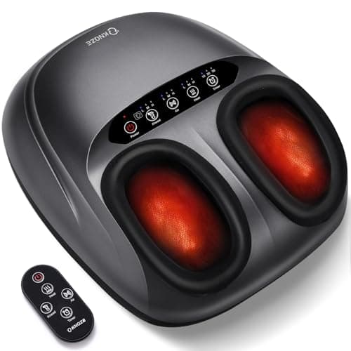 KNQZE Shiatsu Foot Massager with Heat, Compression, Deep Kneading Foot Massage for Plantar Fasciitis Relief, Remote Control, Multi Massage Modes, Auto Shut-Off Timer, FSA Eligible, Gray