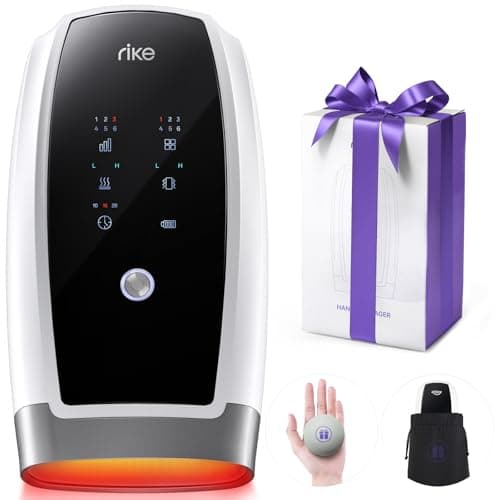 RIKE Hand Massager, 6 Modes 6 Intensities Hand Massager with Heat and Compression Arthritis and Carpal Tunnel, Fathers Day Birthday Gifts for Husband Men Women (White)