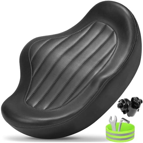 CDYWD Noseless Oversized Bike Seat for Men Women Comfort, Extra Wide Padded Bicycle Seat Cushion, Large Comfortable Bike Saddle for Peloton, Stationary Exercise Bike, Beach Cruiser, City Bike, Ebike