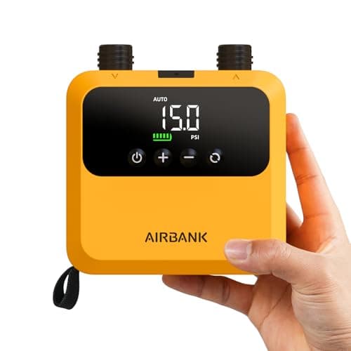 AIRBANK Mini Paddle Board Pump Pulse Pro, Small Rechargeable SUP Pump Electric Portable, Brushless Motor, MAX 20PSI, Fast Inflation Air Pump for Kayak, Inflatables, Boats, Tent, Kite Wings (Orange)
