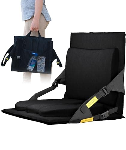 Everlasting Comfort Stadium Seats with Back Support - Adjustable Memory Foam Bleacher Chairs with Back and Cushion, Portable, Easy Folding Stadium Seat Cushion with Storage Pocket