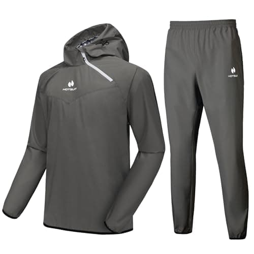 HOTSUIT Sauna Suit for Men Sweat Sauna Jacket Pant Gym Workout Sweat Suits, Dark Gray, 3XL