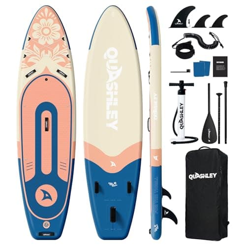 Quashley Inflatable Stand Up Paddle Board - All-Round SUP for Yoga,Fishing,Touring | Portable,Stable,Lightweight with Non-Slip Deck & Paddle for Beginners & Family Fun Whis-B