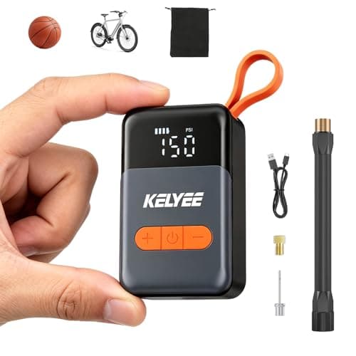 Kelyee F05 Mini Electric Bike Pump 150 PSI, Portable Bicycle Tire Inflator with Presta & Schrader Valve, Fast Inflation Tiny Bike Pump for Road Bike & MTB
