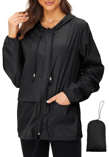Zando Lightweight Windbreaker Jacket Women Packable Rain Jacket 4XL