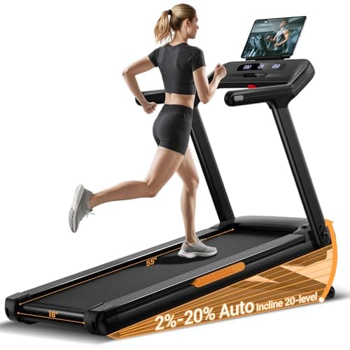 UMAY Incline Treadmill with 2-20% Auto Incline, 400LB Capacity Foldable Treadmills for Home with Handle Height Adjustable, Widen Extra-Wide Running Surface, 3.5/4.0HP & Max 9.5MPH Running Machine
