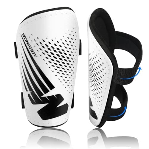 Shin Guards Soccer Youth Kids - Shin Guard for Boys Girls Teenagers 2-18 Years Old - Football Shin Pads Protection Equipment with Adjustable Straps - White, S