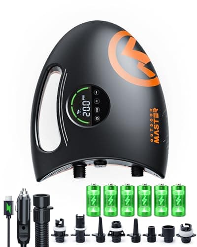OutdoorMaster Shark 2S 88.8Wh Electric Paddle Board Pump, Rechargeable Battery for 6 SUPs Inflation & Deflation, 20PSI SUP Air Pump 12V/15.8V DC & Type-C Input, Auto-Off & 8 Nozzles for Inflatables