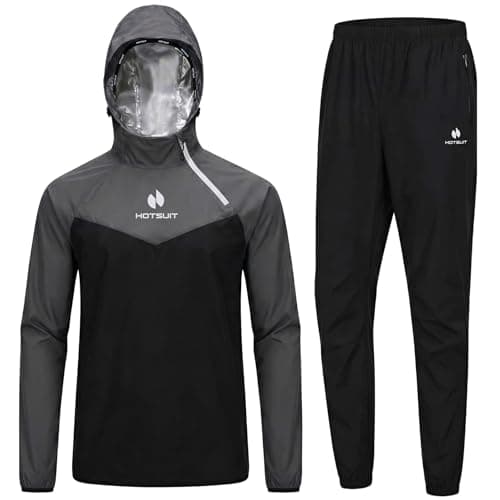 HOTSUIT Sauna Suit for Men Weight Loss Sweat Suits Sauna Jacket Pant Gym Workout, Gray, XL