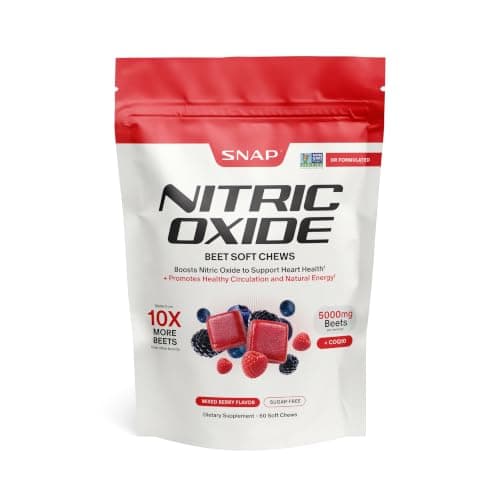 Snap Supplements Nitric Oxide Beet Root Chews, Mixed Berry, 60 Soft Chews