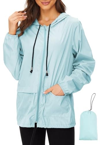 Zando Lightweight Rain Jacket Women Waterproof Packable Raincoat Mint 4XL