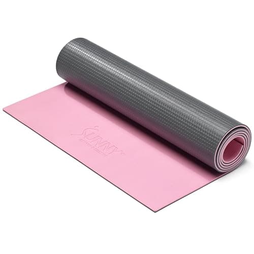 Sunny Health & Fitness Anti-Slip Dual Color Exercise Yoga Mat 6mm Thick Non-Slip Fitness Mat for Standard or Hot Yoga, Pilates, and Floor Workouts - 71 x 24 Inches (Pink) - SF-EM02-PK