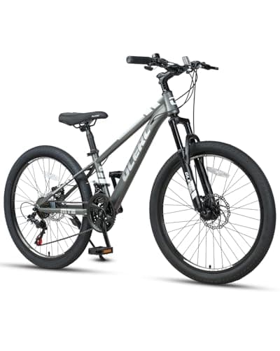 Glerc 24 Inch Kids Bike, Kids Mountain Bike for Boys and Girls Ages 9-15, 21-Speed Skyline Bicycle with Front Suspension and Disc Brakes, Charcoal Black