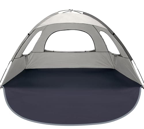 WhiteFang Beach Tent Anti-UV Portable Sun Shade Shelter for 3 Person, Extendable Floor with 3 Ventilating Mesh Windows Plus Carrying Bag, Stakes and Guy Lines (Baby's Breath)