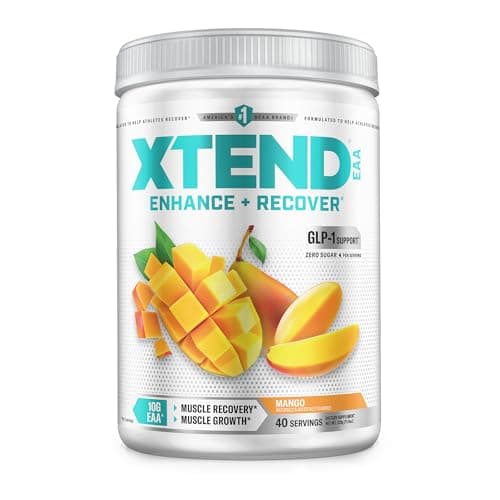 Xtend EAA + BCAA Powder for Muscle Recovery & Lean Muscle Growth, 9 Essential Amino Acids for Intra Workout or Post Workout Recovery, 10g EAAs Per 2 Servings, Mango 40 Servings