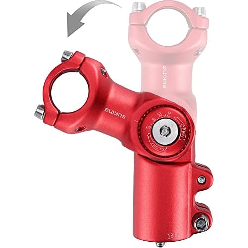 BESNIN Adjustable Bike Stem 0-90 Degree 31.8mm or 25.4mm,60mm or 90mm or 93mm or 100mm, Adjustable MTB Stem Black or Red Mountain Bike Handlebar Stem for Bicycle, Road Bike, MTB (25.4 * 60 red)