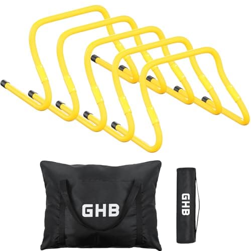 GHB Agility Hurdles Adjustable 8.3"&12.6" Speed Training Equipment Set (Yellow 5 Pack)