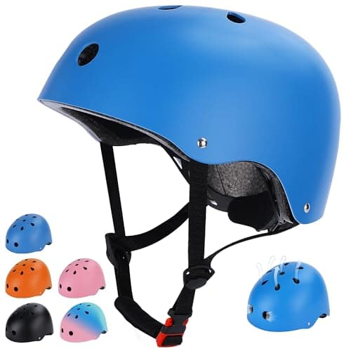 Kids Bike Helmet, Toddler Helmet for Youth Boys Girls Ages 1-3/2-4/3-5/5-8/8-14 Year Old, Adjustable Fit & Lightweight, Multi-Sport Safety for Skateboard Skating Bicycle Scooter Cycling, Blue S